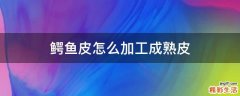 鳄鱼皮怎么加工成熟皮