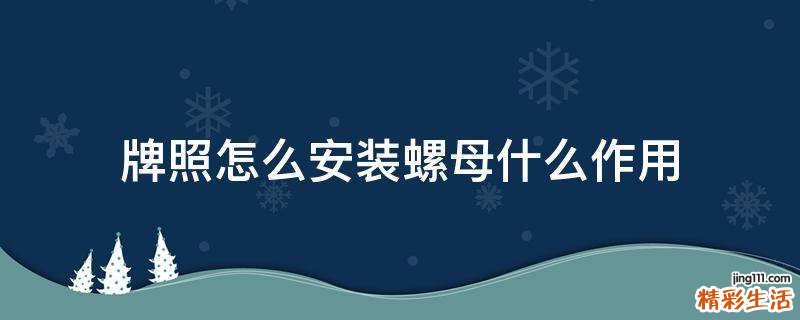 牌照怎么安装螺母什么作用