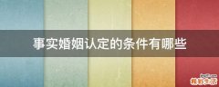 事实婚姻认定的条件有哪些