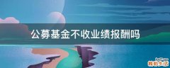 公募基金不收业绩报酬吗