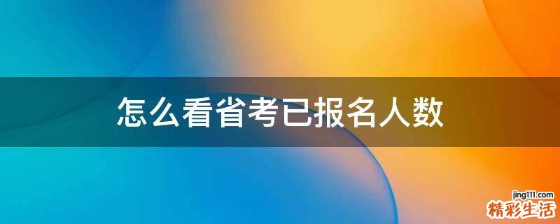 怎么看省考已报名人数