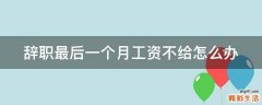 辞职最后一个月工资不给怎么办