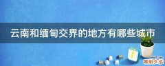 云南和缅甸交界的地方有哪些城市