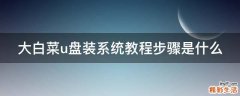 大白菜u盘装系统教程步骤是什么