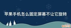 苹果手机怎么固定屏幕不让它旋转