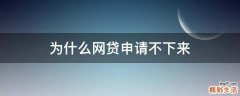 为什么网贷申请不下来