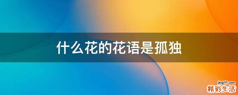 什么花的花语是孤独