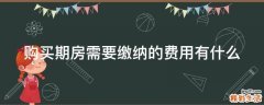 购买期房需要缴纳的费用有什么