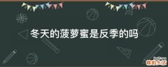 冬天的菠萝蜜是反季的吗