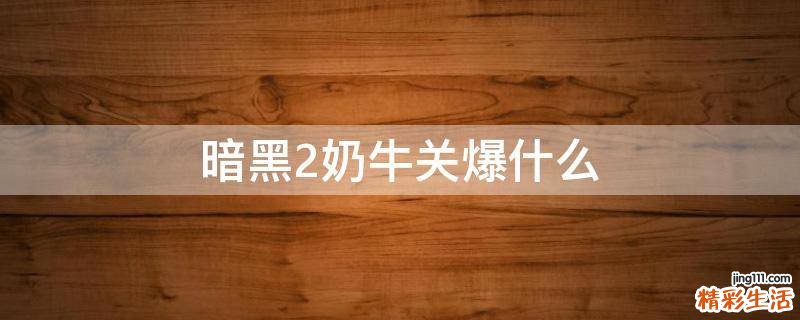 暗黑2奶牛关爆什么