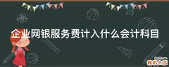 企业网银服务费计入什么会计科目
