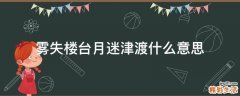 雾失楼台月迷津渡什么意思