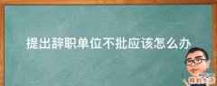 提出辞职单位不批应该怎么办