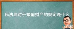 民法典对于婚前财产的规定是什么
