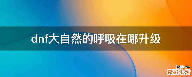 dnf大自然的呼吸在哪升级