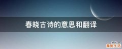 春晓古诗的意思和翻译