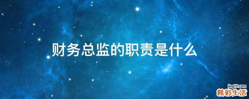 财务总监的职责是什么