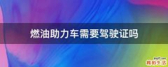 燃油助力车需要驾驶证吗