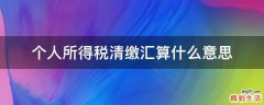 个人所得税清缴汇算什么意思