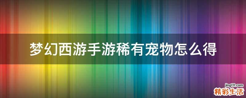 梦幻西游手游稀有宠物怎么得
