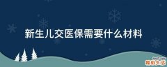 新生儿交医保需要什么材料