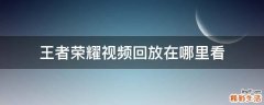 王者荣耀视频回放在哪里看
