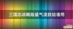 三国志战略版盛气凌敌给谁用