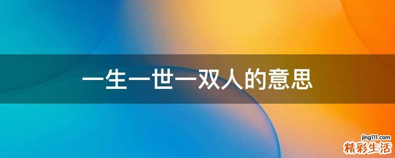 一生一世一双人的意思