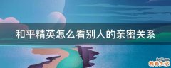 和平精英怎么看别人的亲密关系