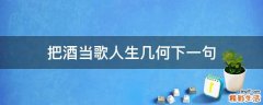 把酒当歌人生几何下一句
