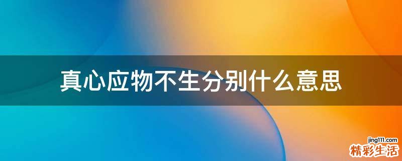 真心应物不生分别什么意思