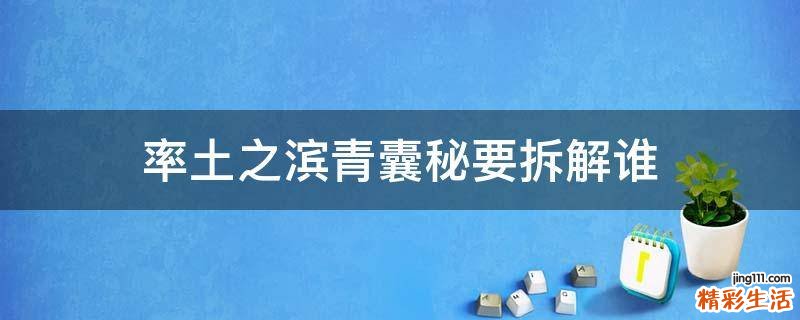 率土之滨青囊秘要拆解谁