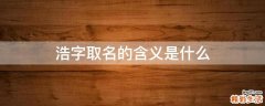 浩字取名的含义是什么