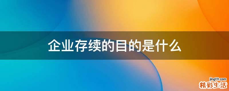 企业存续的目的是什么