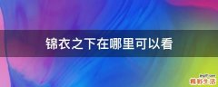 锦衣之下在哪里可以看