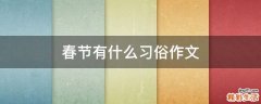 春节有什么习俗作文
