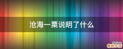 沧海一粟说明了什么