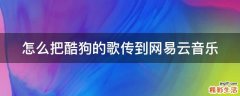 怎么把酷狗的歌传到网易云音乐