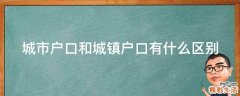 城市户口和城镇户口有什么区别