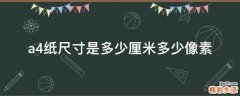 a4纸尺寸是多少厘米多少像素