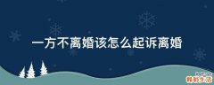 一方不离婚该怎么起诉离婚