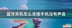 蓝牙耳机怎么连接手机没有声音