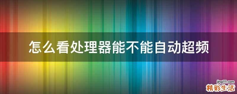 怎么看处理器能不能自动超频