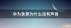 华为录屏为什么没有声音