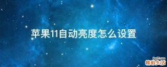 苹果11自动亮度怎么设置