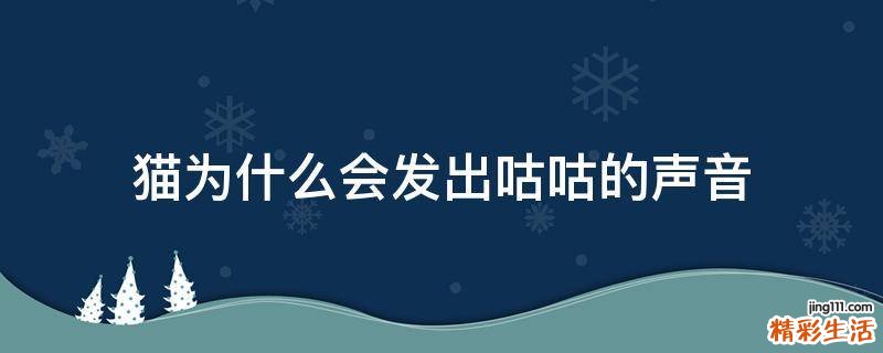 猫为什么会发出咕咕的声音