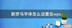 新罗马字体怎么设置在wps