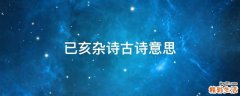 已亥杂诗古诗意思