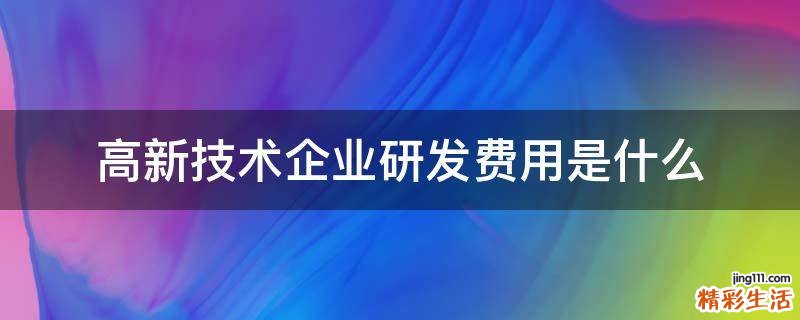 高新技术企业研发费用是什么