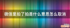 微信里拍了拍是什么意思怎么取消